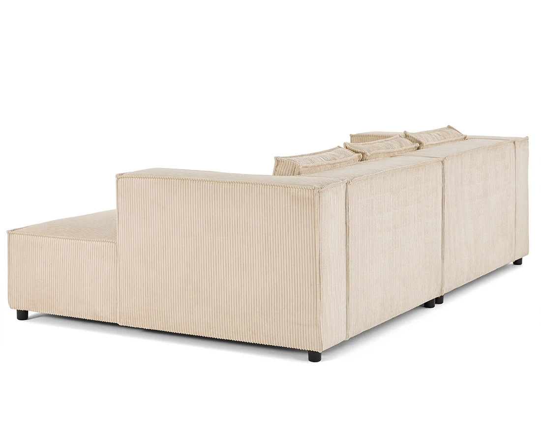 Canapé droit 3 places avec double méridienne - assise profonde - en velours côtelé Stella