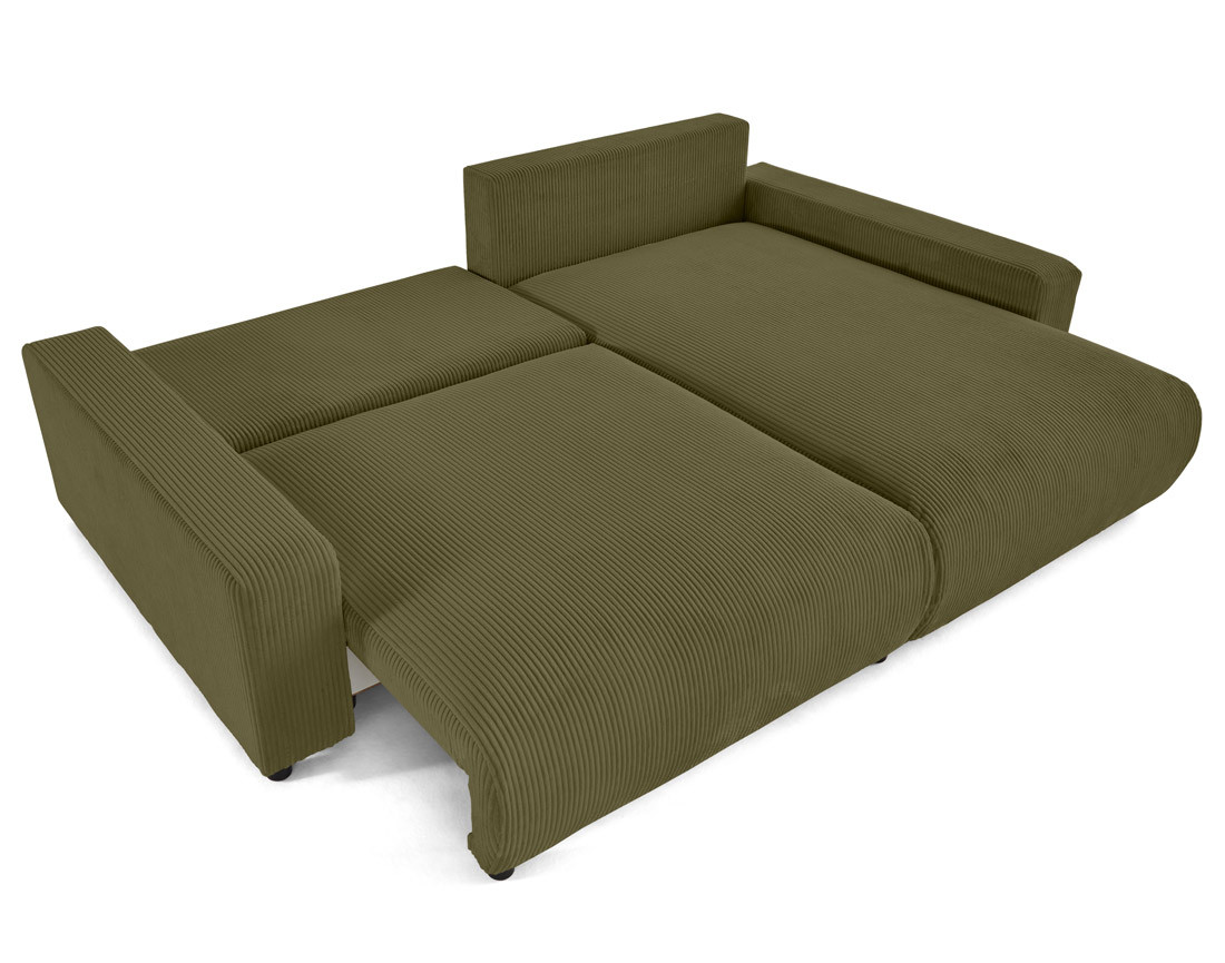 Canapé d'angle réversible 4 places convertible avec deux coffres en velours côtelé Pivoine