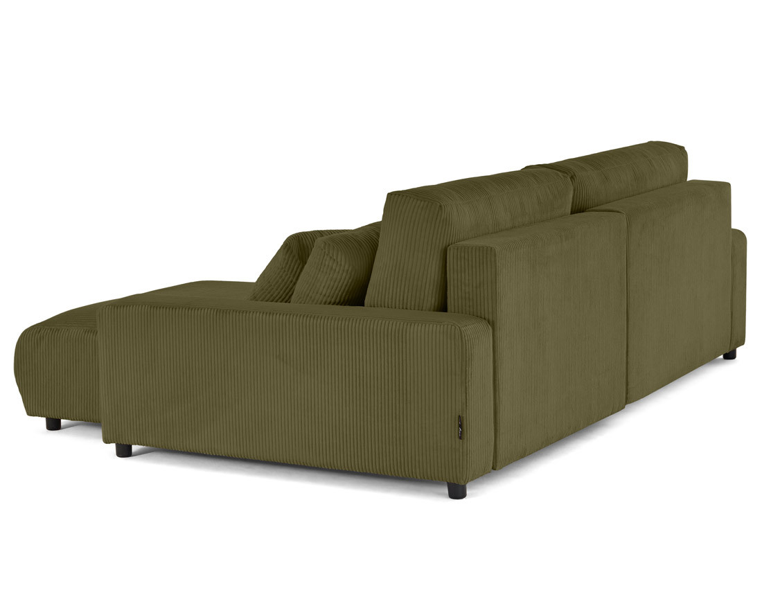 Canapé d'angle réversible 4 places convertible avec deux coffres en velours côtelé Pivoine