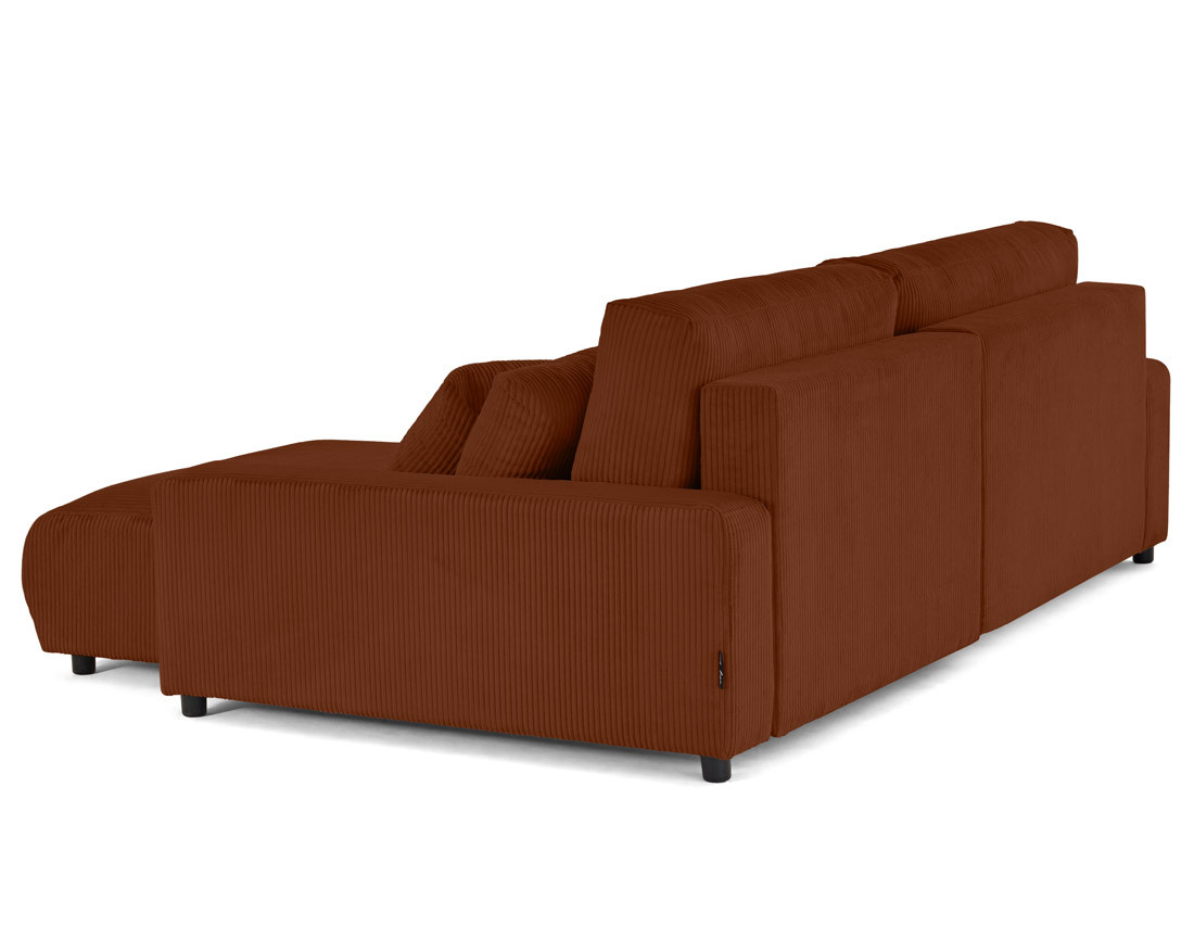 Canapé d'angle réversible 4 places convertible avec deux coffres en velours côtelé Pivoine