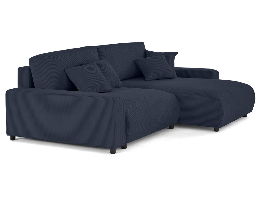 Canapé d'angle réversible 4 places convertible avec deux coffres en velours côtelé Pivoine