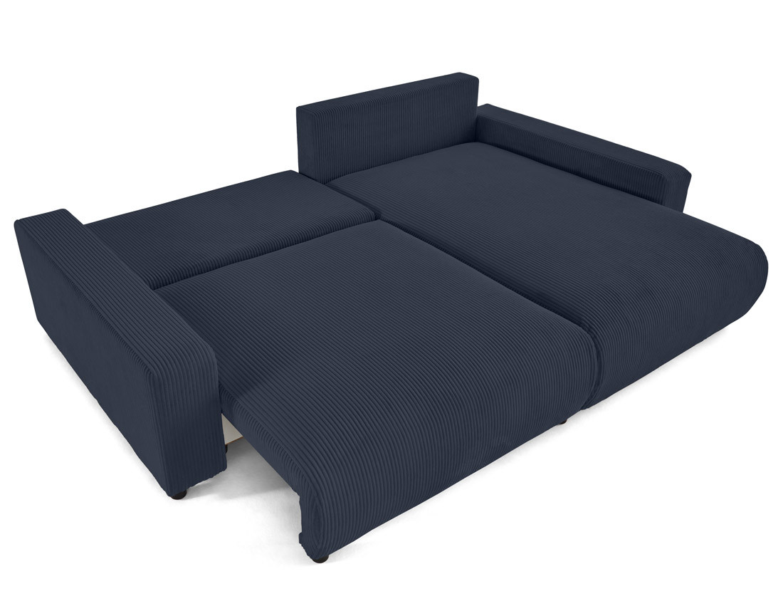 Canapé d'angle réversible 4 places convertible avec deux coffres en velours côtelé Pivoine