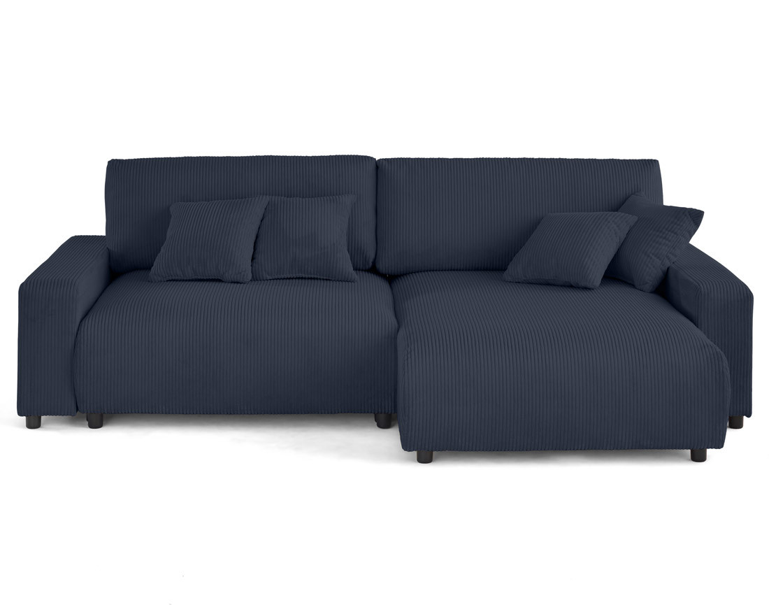 Canapé d'angle réversible 4 places convertible avec deux coffres en velours côtelé Pivoine