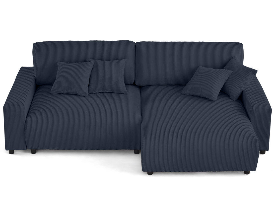 Canapé d'angle réversible 4 places convertible avec deux coffres en velours côtelé Pivoine