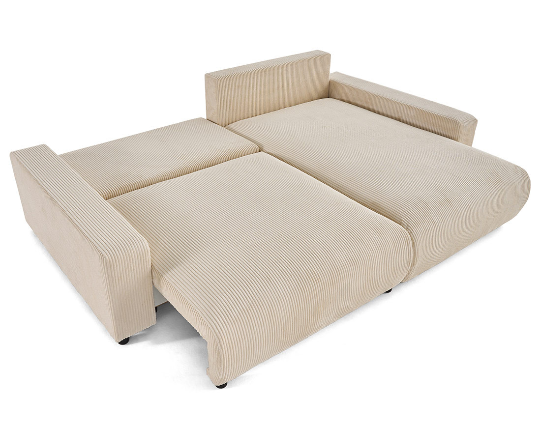 Canapé d'angle réversible 4 places convertible avec deux coffres en velours côtelé Pivoine Canapé d'angle réversible 4 places convertible avec deux coffres en velours côtelé Pivoine