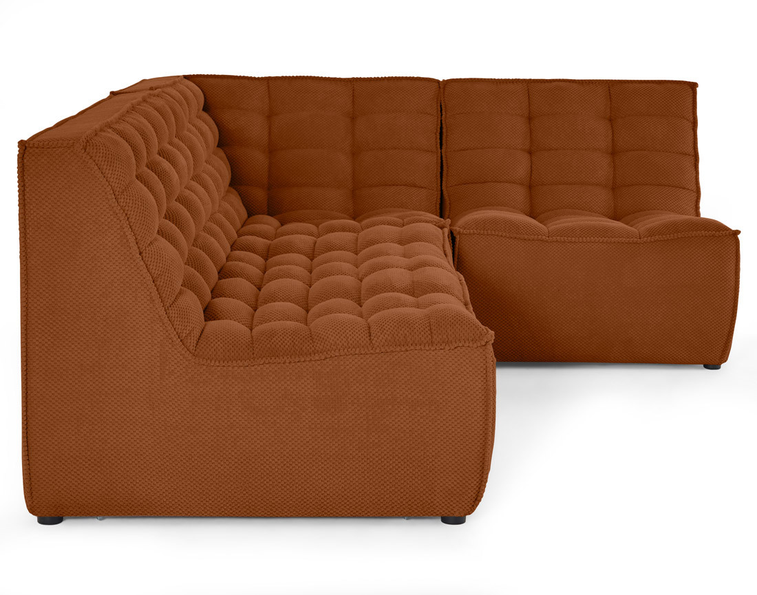 Canapé modulable d'angle réversible 4 places en velours texturé Ellie