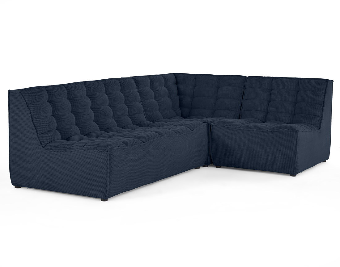 Canapé modulable d'angle réversible 4 places en velours texturé Ellie