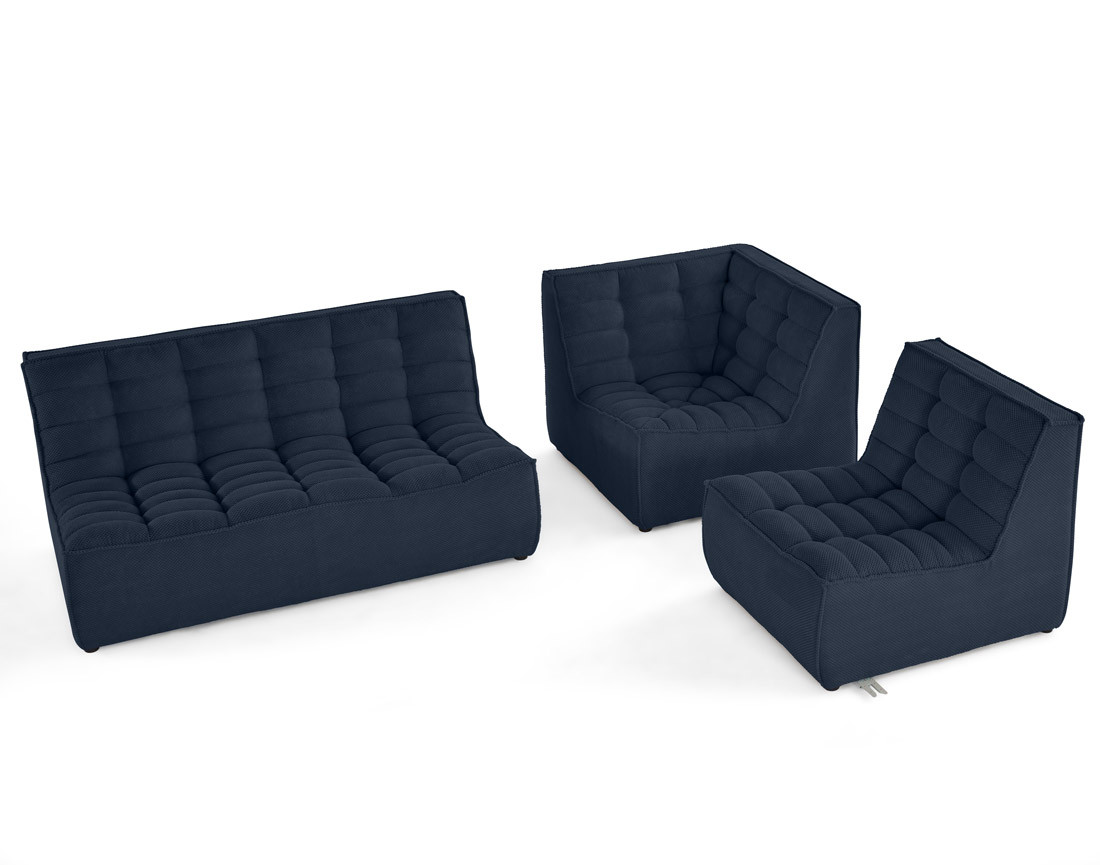 Canapé modulable d'angle réversible 4 places en velours texturé Ellie