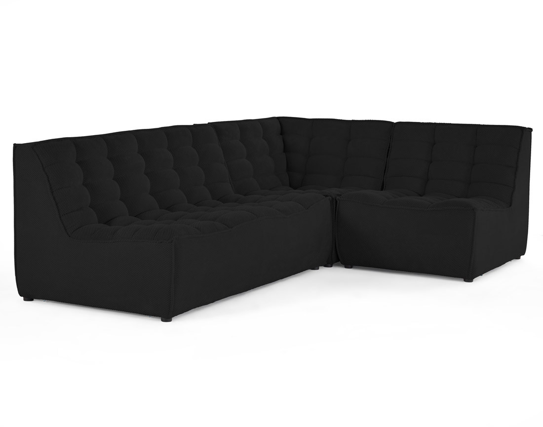 Canapé modulable d'angle réversible 4 places en velours texturé Ellie Canapé modulable d'angle réversible 4 places en velours texturé Ellie