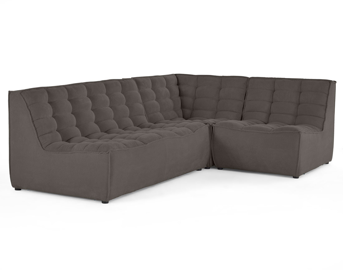 Canapé modulable d'angle réversible 4 places en velours texturé Ellie Canapé modulable d'angle réversible 4 places en velours texturé Ellie
