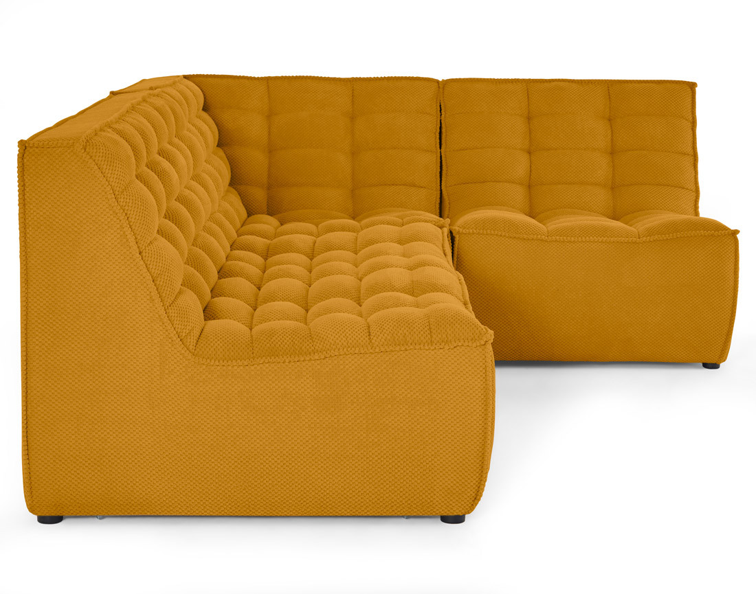 Canapé modulable d'angle réversible 4 places en velours texturé Ellie