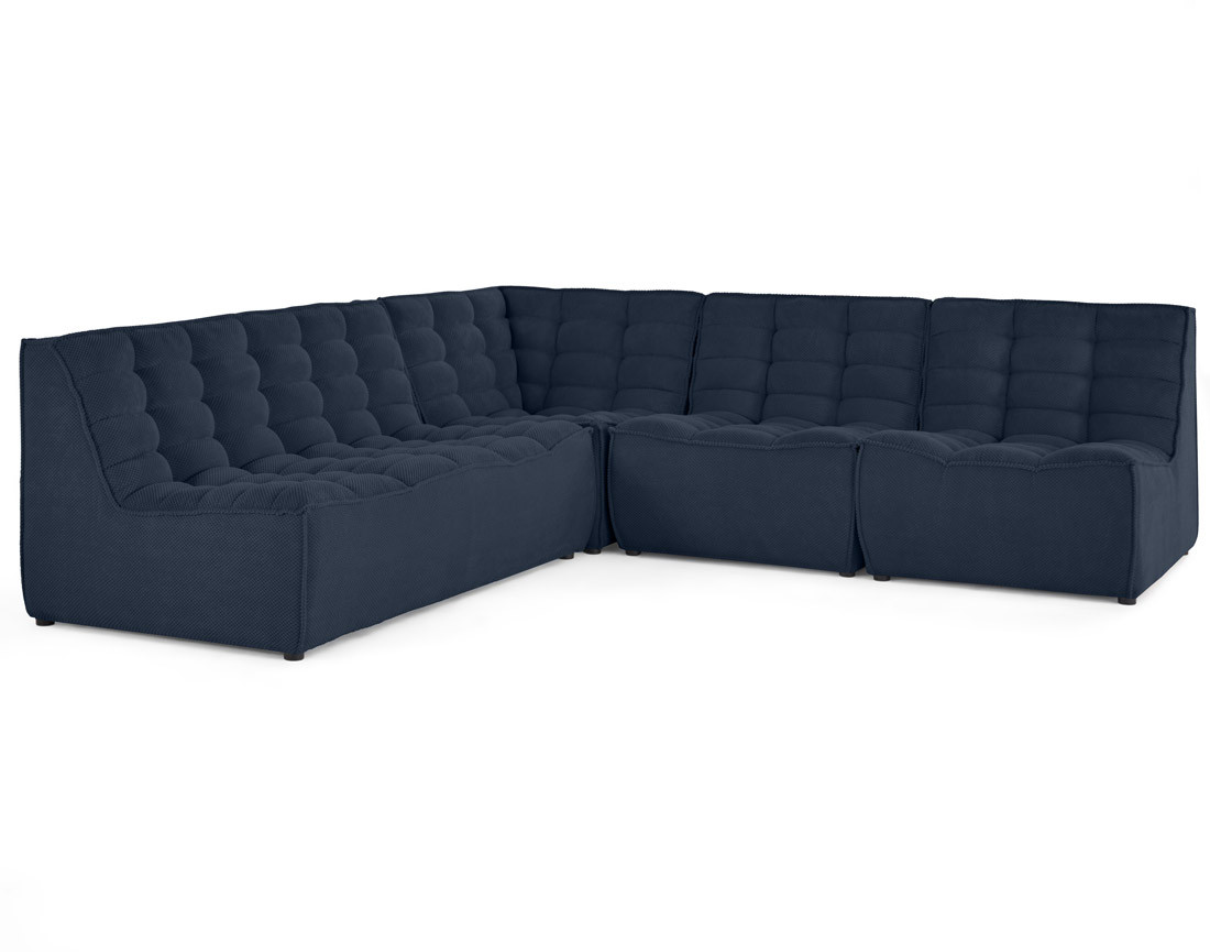 Canapé modulable d'angle réversible 5 places en velours texturé Ellie