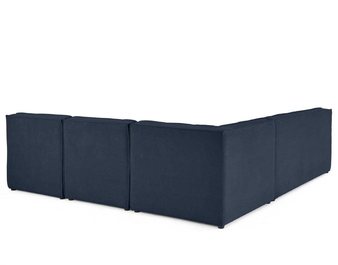 Canapé modulable d'angle réversible 5 places en velours texturé Ellie