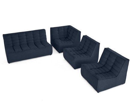 Canapé modulable d'angle réversible 5 places en velours texturé Ellie