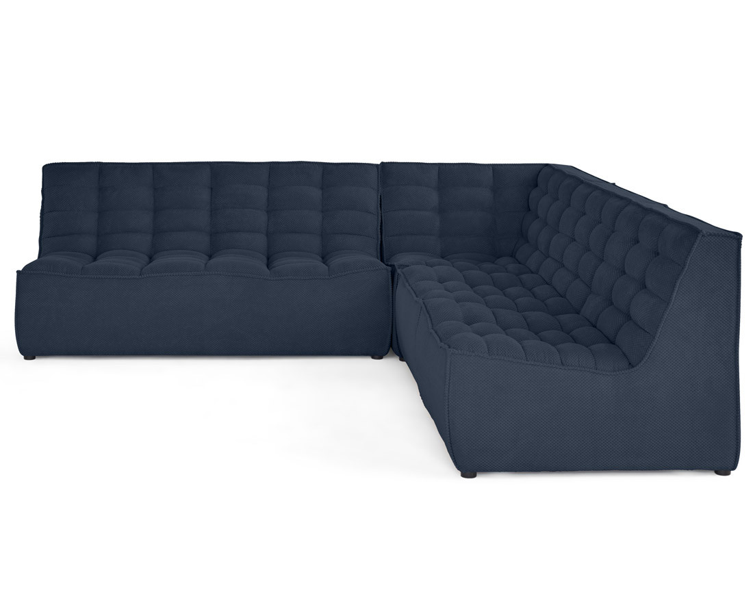 Canapé modulable d'angle réversible 5 places en velours texturé Ellie
