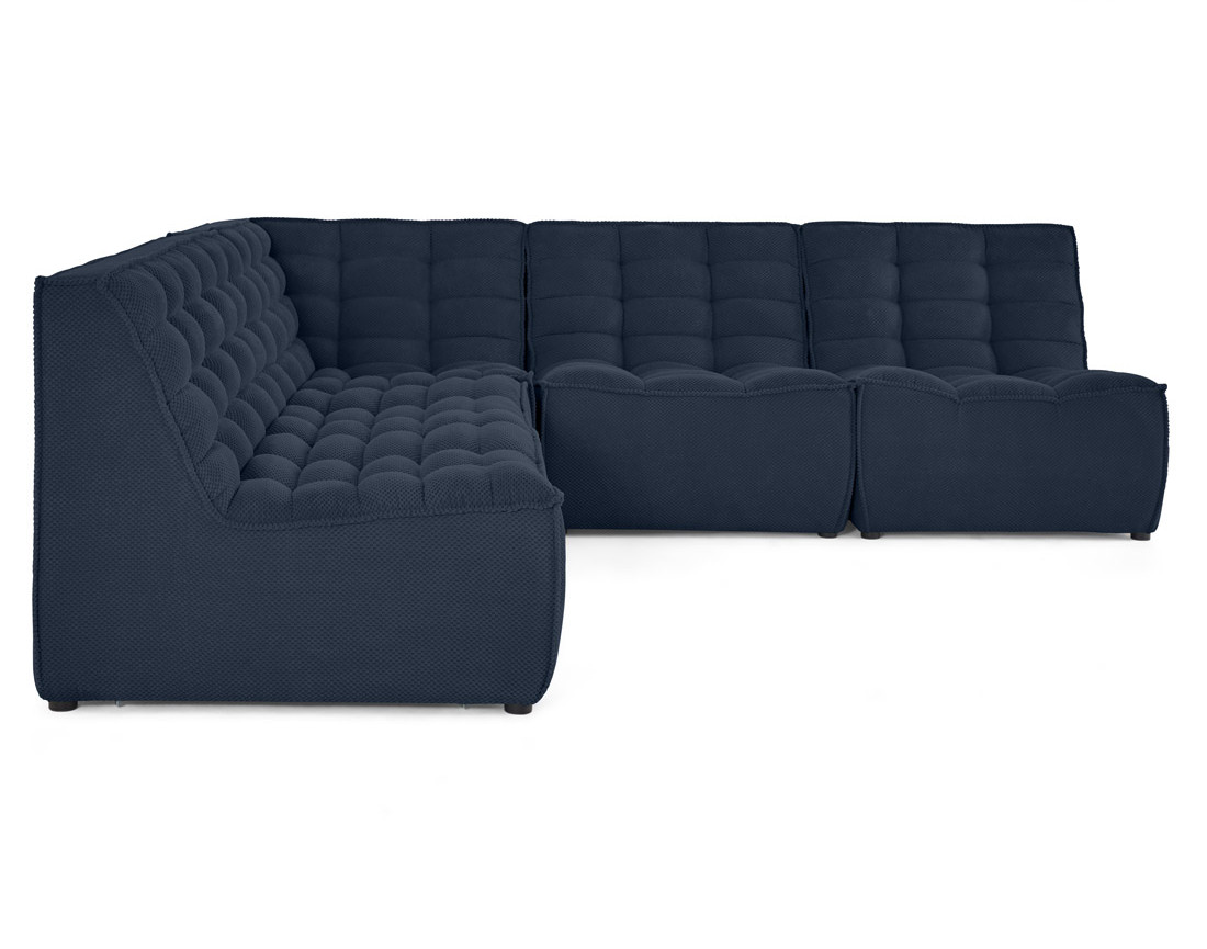 Canapé modulable d'angle réversible 5 places en velours texturé Ellie