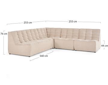 Canapé modulable d'angle réversible 5 places Ellie - Best Mobilier