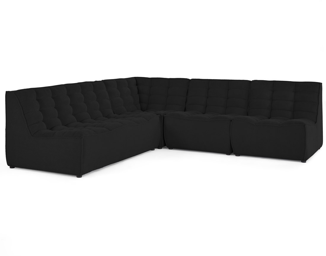 Canapé modulable d'angle réversible 5 places en velours texturé Ellie Canapé modulable d'angle réversible 5 places en velours texturé Ellie