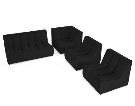 Canapé modulable d'angle réversible 5 places en velours texturé Ellie