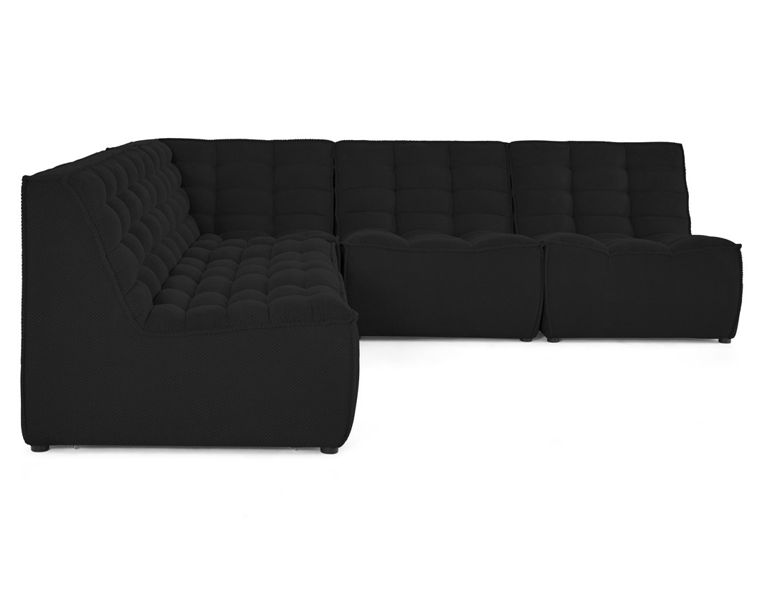 Canapé modulable d'angle réversible 5 places en velours texturé Ellie Canapé modulable d'angle réversible 5 places en velours texturé Ellie