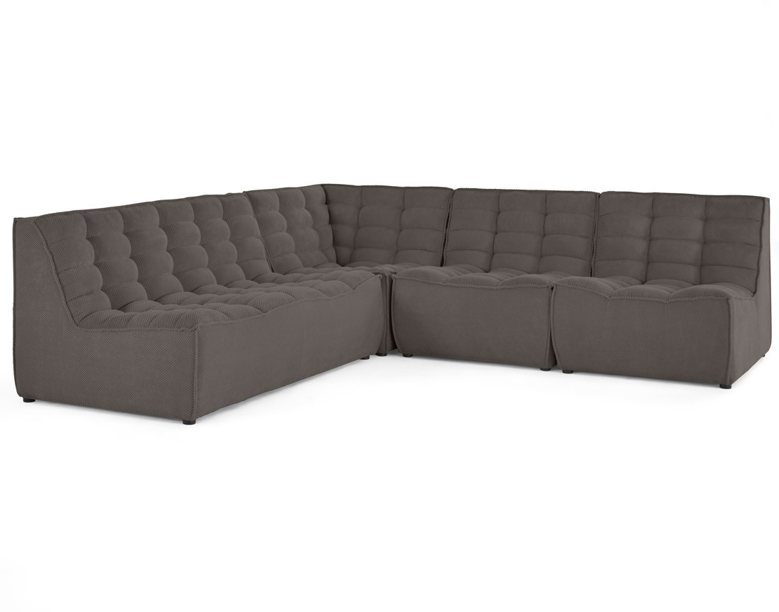 Canapé modulable d'angle réversible 5 places en velours texturé Ellie Canapé modulable d'angle réversible 5 places en velours texturé Ellie