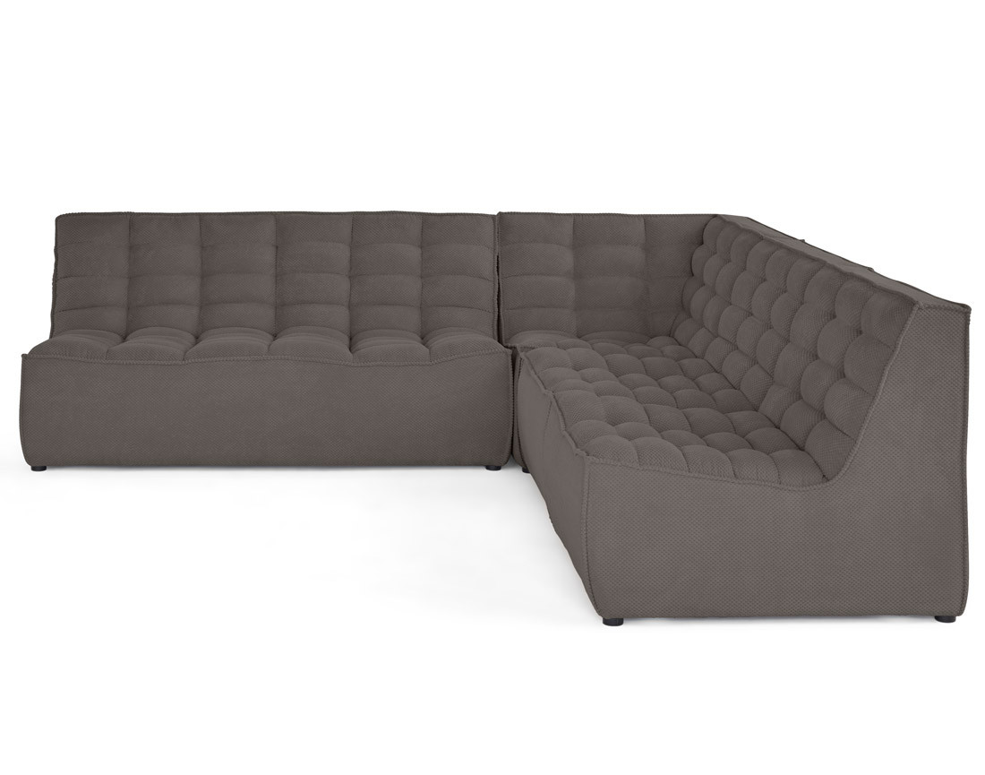 Canapé modulable d'angle réversible 5 places en velours texturé Ellie Canapé modulable d'angle réversible 5 places en velours texturé Ellie
