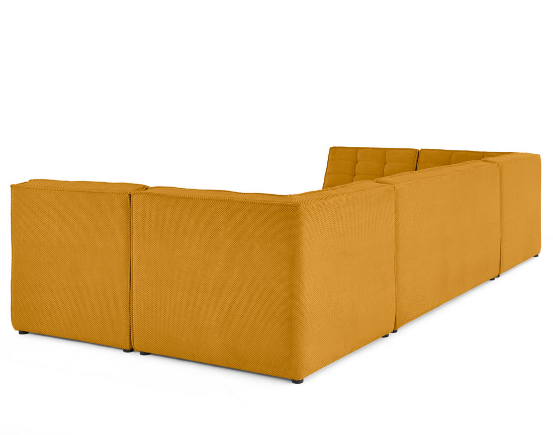Canapé modulable panoramique 7 places en velours texturé Ellie