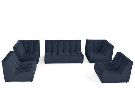 Canapé modulable panoramique 7 places en velours texturé Ellie