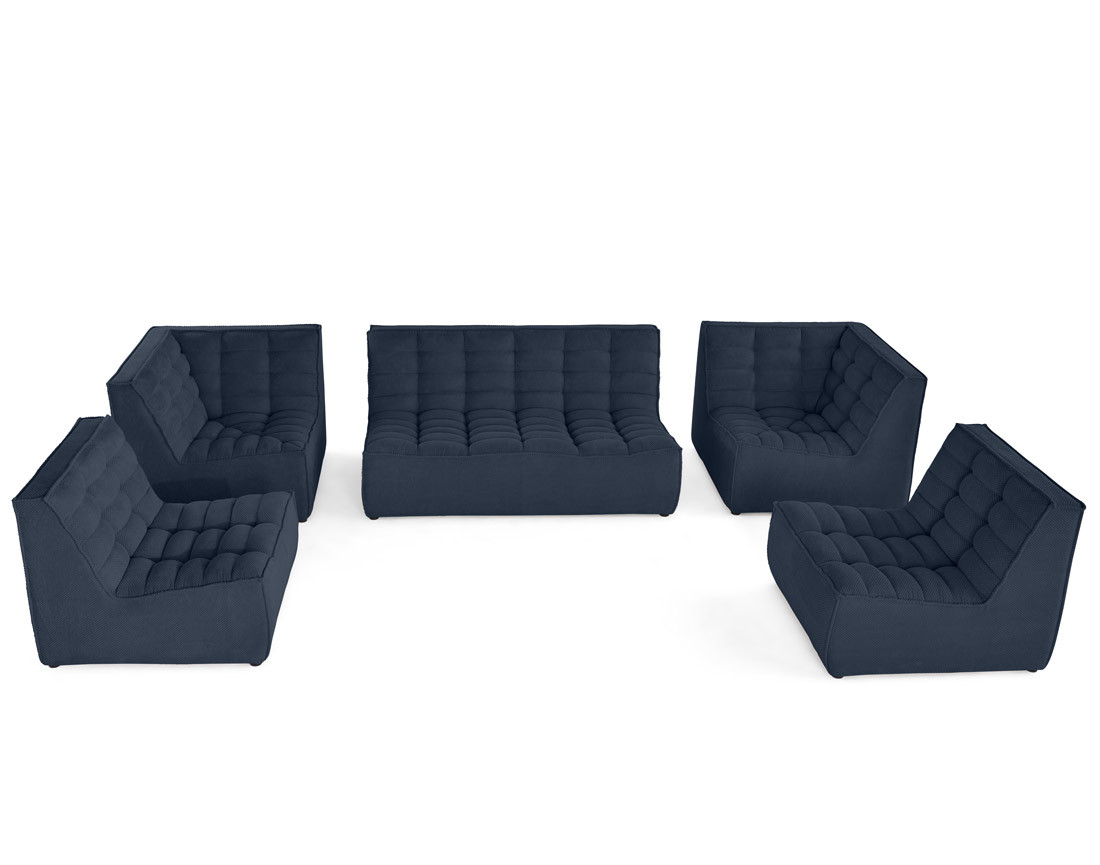 Canapé modulable panoramique 7 places en velours texturé Ellie