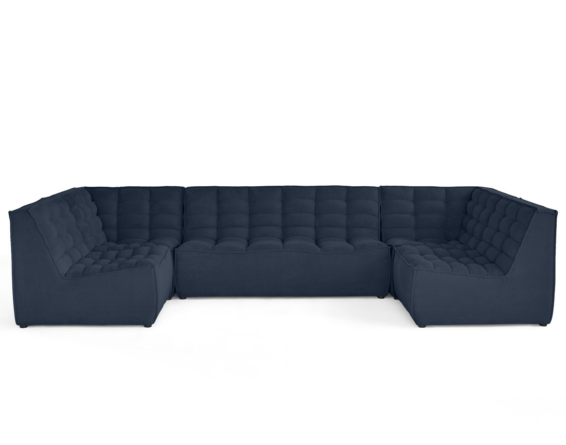 Canapé modulable panoramique 7 places en velours texturé Ellie