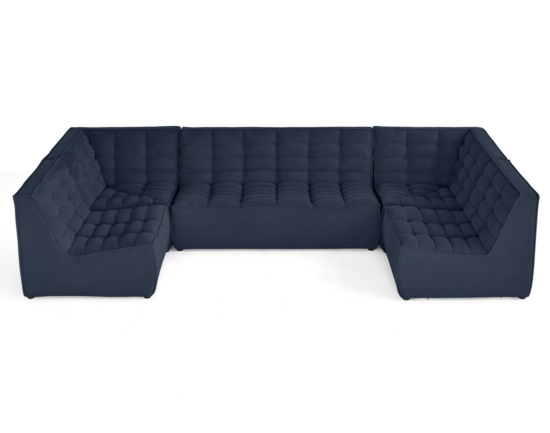 Canapé modulable panoramique 7 places en velours texturé Ellie