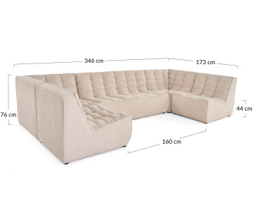Canapé modulable panoramique 7 places Ellie - Best Mobilier