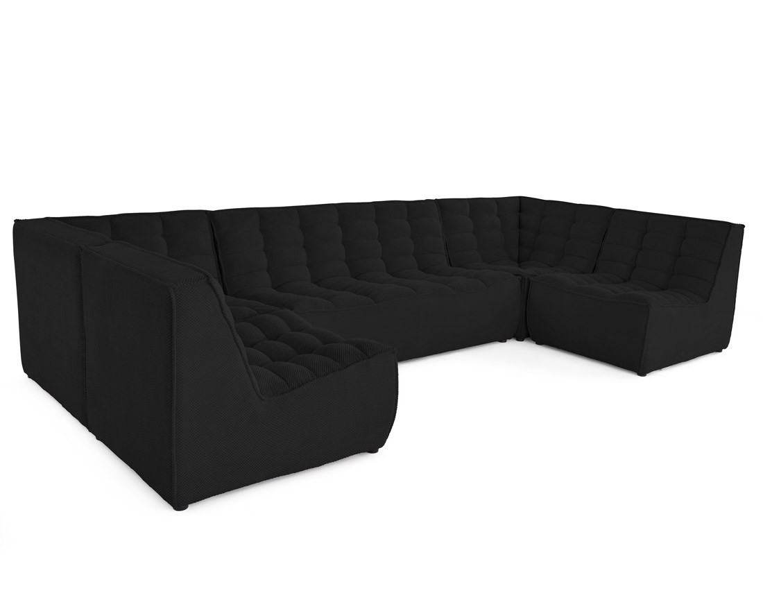 Canapé modulable panoramique 7 places en velours texturé Ellie Canapé modulable panoramique 7 places en velours texturé Ellie