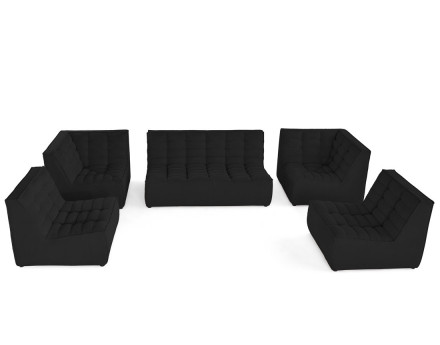 Canapé modulable panoramique 7 places en velours texturé Ellie