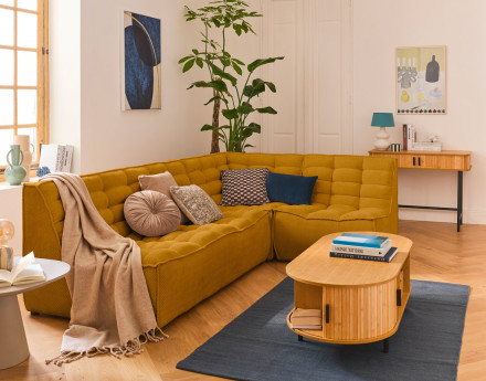 Module d'assise sans accoudoirs 2 places en velours texturé Ellie