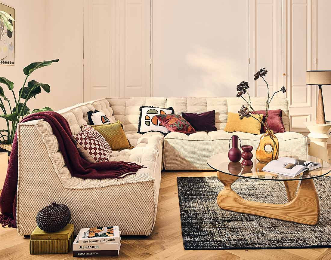 Module d'angle en velours texturé Ellie