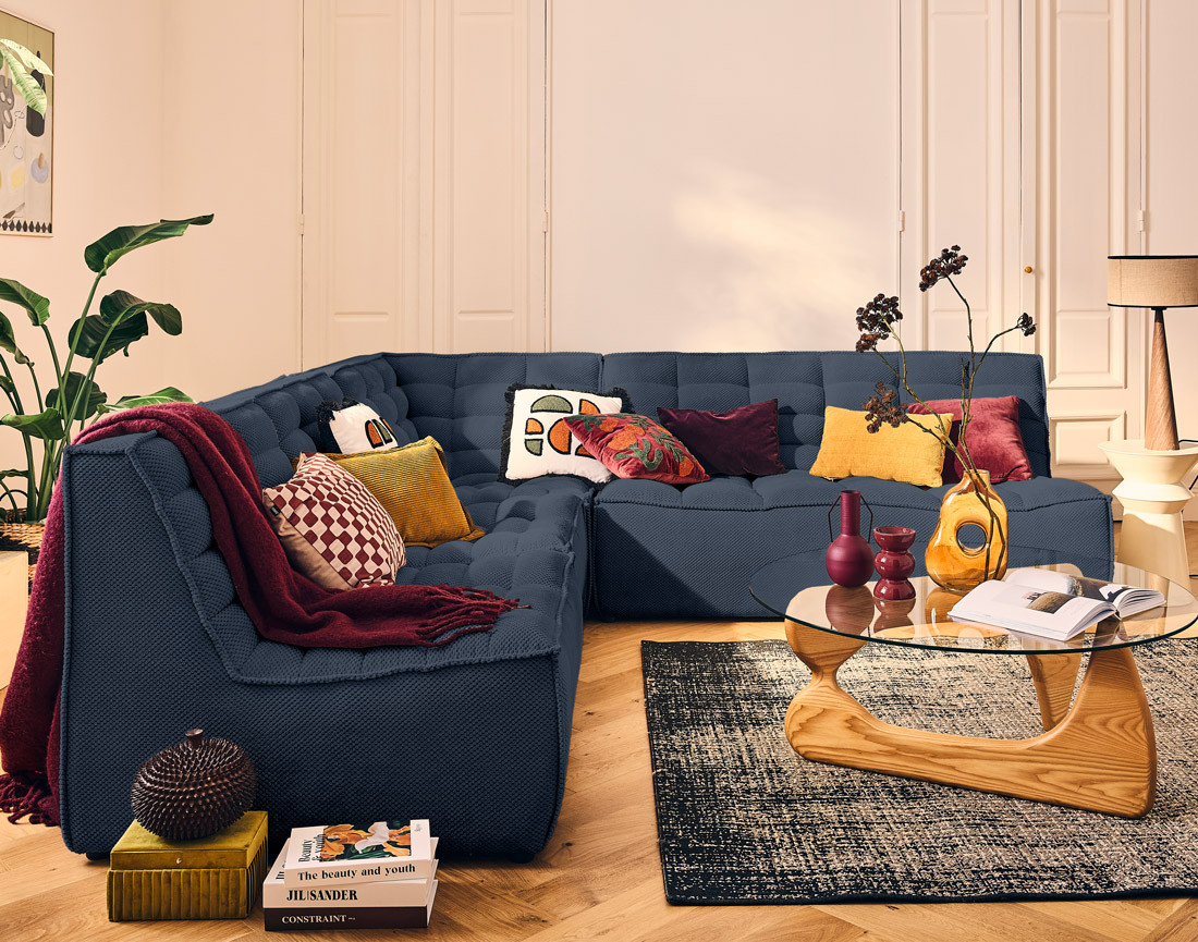 Module d'angle en velours texturé Ellie