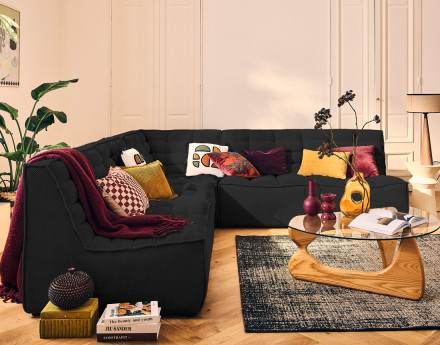 Module d'angle en velours texturé Ellie