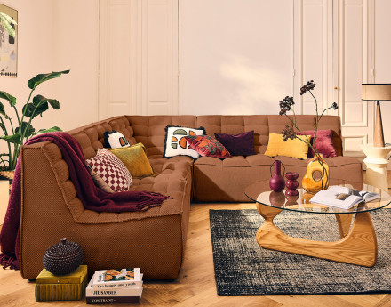 Module d'angle en velours texturé Ellie