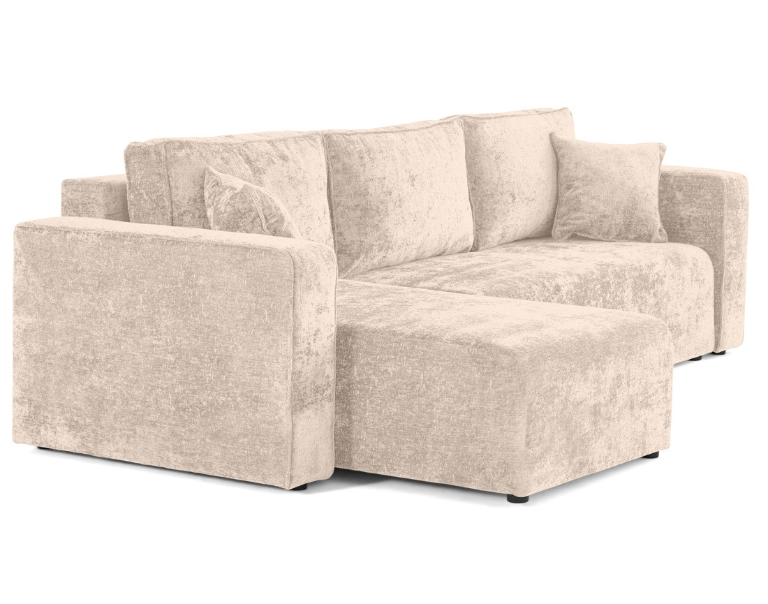 Canapé d'angle réversible 4 places convertible avec coffre en velours à relief texturé Topaze Canapé d'angle réversible 4 places convertible avec coffre en velours à relief texturé Topaze