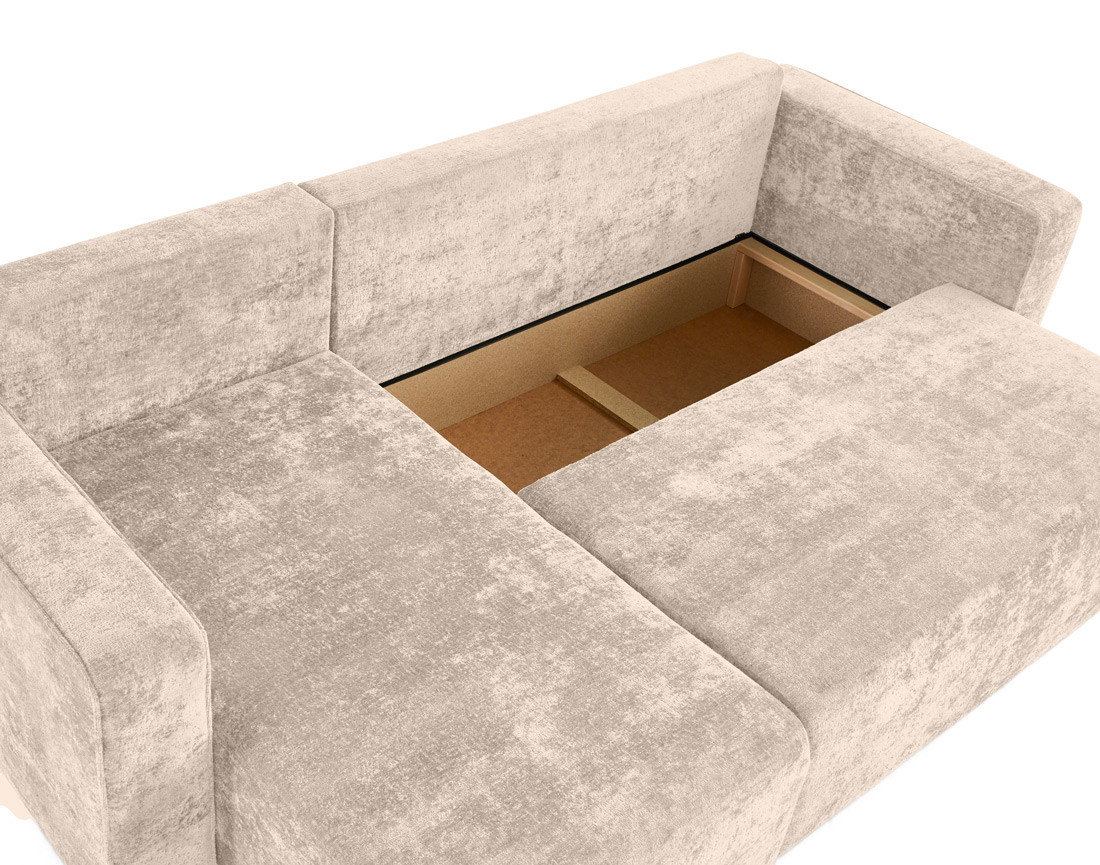 Canapé d'angle réversible 4 places convertible avec coffre en velours à relief texturé Topaze Canapé d'angle réversible 4 places convertible avec coffre en velours à relief texturé Topaze