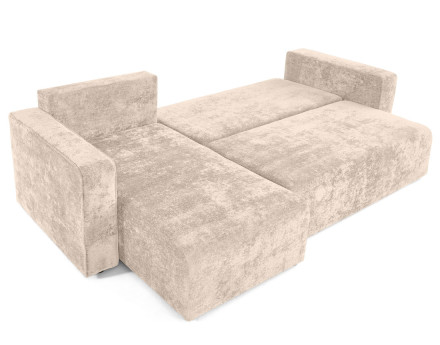 Canapé d'angle réversible 4 places convertible avec coffre en velours à relief texturé Topaze