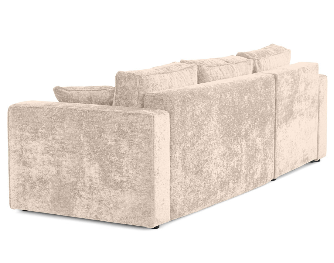 Canapé d'angle réversible 4 places convertible avec coffre en velours à relief texturé Topaze Canapé d'angle réversible 4 places convertible avec coffre en velours à relief texturé Topaze