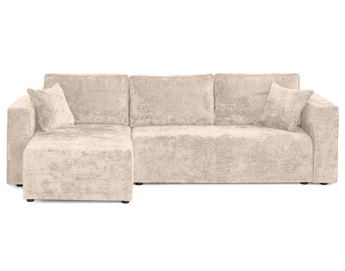 Canapé d'angle réversible 4 places convertible avec coffre en velours à relief texturé Topaze Canapé d'angle réversible 4 places convertible avec coffre en velours à relief texturé Topaze