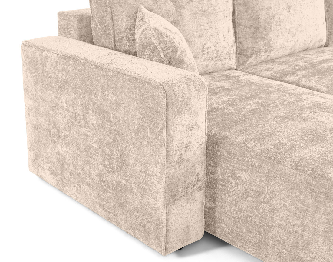 Canapé d'angle réversible 4 places convertible avec coffre en velours à relief texturé Topaze Canapé d'angle réversible 4 places convertible avec coffre en velours à relief texturé Topaze