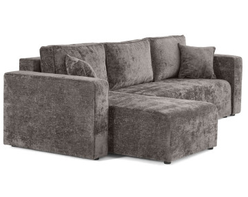 Canapé d'angle réversible 4 places convertible avec coffre en velours à relief texturé Topaze