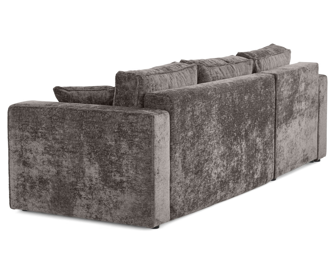 Canapé d'angle réversible 4 places convertible avec coffre en velours à relief texturé Topaze Canapé d'angle réversible 4 places convertible avec coffre en velours à relief texturé Topaze