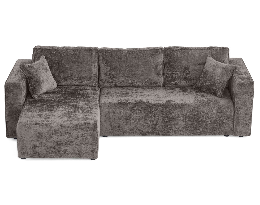 Canapé d'angle réversible 4 places convertible avec coffre en velours à relief texturé Topaze Canapé d'angle réversible 4 places convertible avec coffre en velours à relief texturé Topaze