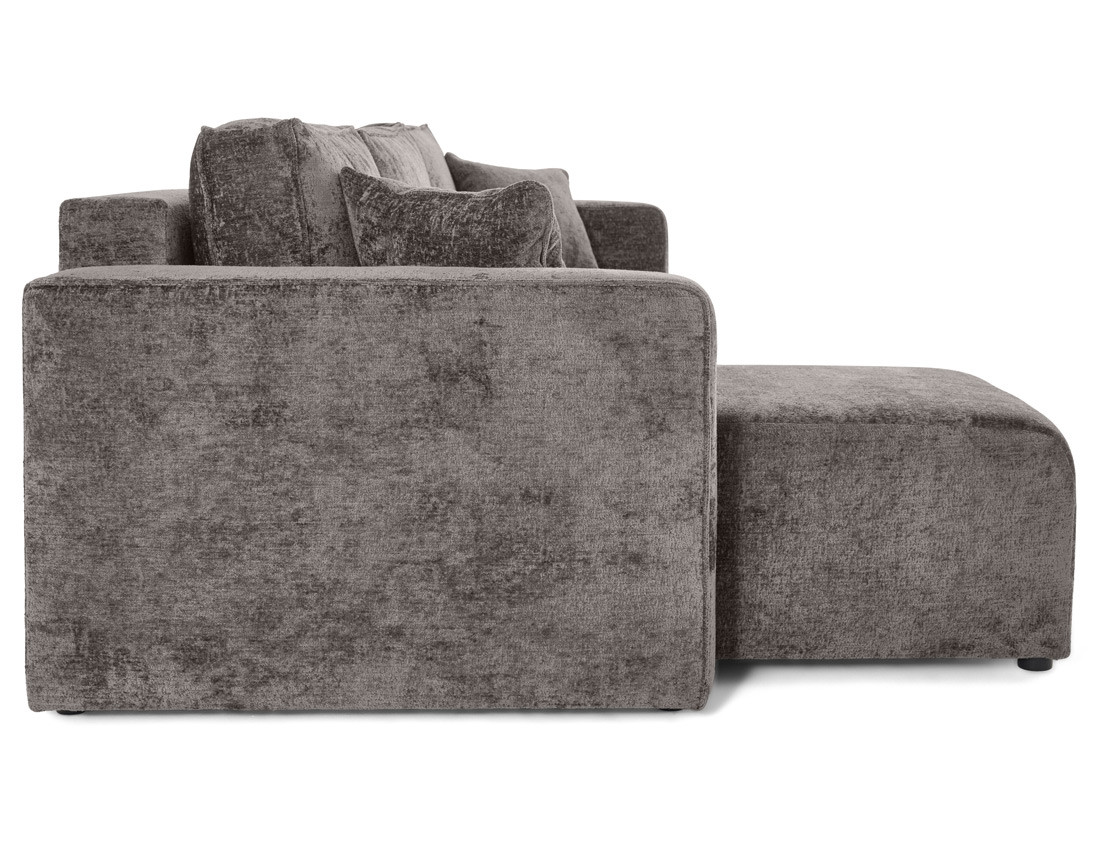 Canapé d'angle réversible 4 places convertible avec coffre en velours à relief texturé Topaze Canapé d'angle réversible 4 places convertible avec coffre en velours à relief texturé Topaze