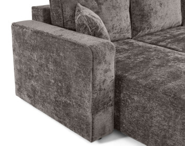 Canapé d'angle réversible 4 places convertible avec coffre en velours à relief texturé Topaze